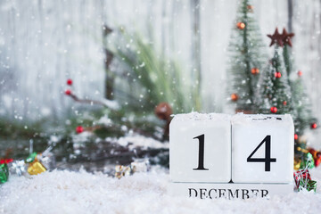 December 14th Calendar Blocks with Christmas Decorations