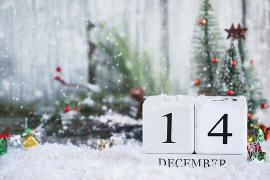 December 14th Calendar Blocks with Christmas Decorations