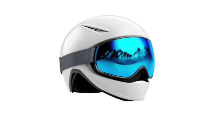 Ski helmet with goggles on transparent background