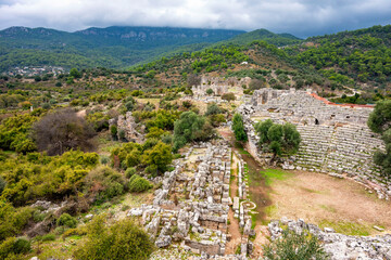 Kaunos (Carian: Kbid Lycian: Xbide Ancient Greek: Καῦνος; Latin: Caunus) ancient city was a city of ancient Caria and in Anatolia, a few kilometres west of the modern town of Dalyan. Amphitheatre area