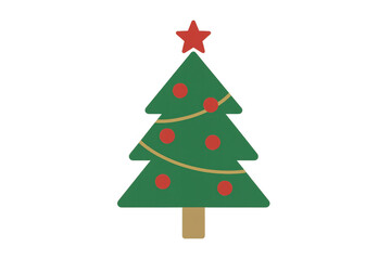 Fototapeta premium Christmas tree decorating celebrating winter holidays and season with ornaments, star, and festive spirit illustration