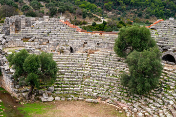 Kaunos (Carian: Kbid Lycian: Xbide Ancient Greek: Καῦνος; Latin: Caunus) ancient city was a city of ancient Caria and in Anatolia, a few kilometres west of the modern town of Dalyan. Amphitheatre area