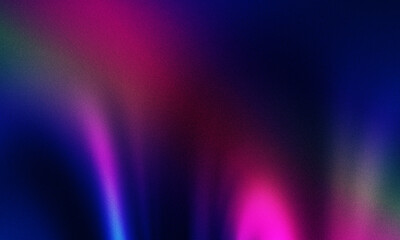 Abstract vibrant glowing streaks of pink and blue light against a dark textured background with subtle grainy effect
