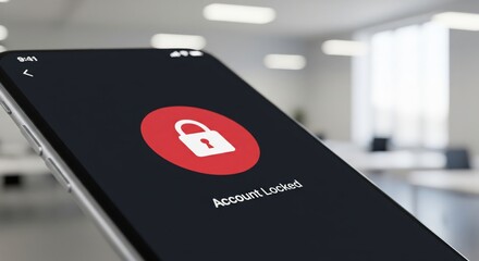 Mobile phone displaying account locked message with lock icon  
