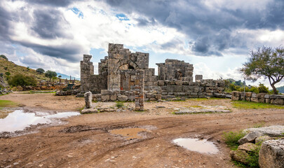 Kaunos (Carian: Kbid Lycian: Xbide Ancient Greek: Καῦνος; Latin: Caunus) ancient city was a city of ancient Caria and in Anatolia, a few kilometres west of the modern town of Dalyan. Amphitheatre area