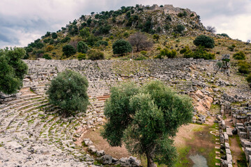 Kaunos (Carian: Kbid Lycian: Xbide Ancient Greek: Καῦνος; Latin: Caunus) ancient city was a city of ancient Caria and in Anatolia, a few kilometres west of the modern town of Dalyan. Amphitheatre area