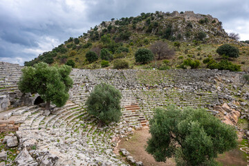 Kaunos (Carian: Kbid Lycian: Xbide Ancient Greek: Καῦνος; Latin: Caunus) ancient city was a city of ancient Caria and in Anatolia, a few kilometres west of the modern town of Dalyan. Amphitheatre area