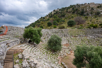 Kaunos (Carian: Kbid Lycian: Xbide Ancient Greek: Καῦνος; Latin: Caunus) ancient city was a city of ancient Caria and in Anatolia, a few kilometres west of the modern town of Dalyan. Amphitheatre area