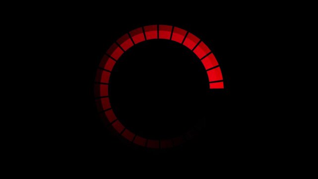 Red circle digital tech cyberspace interface loader with rotation speedtest animation on black background