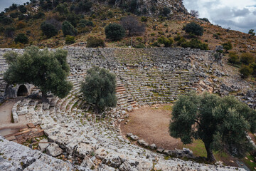 Kaunos (Carian: Kbid Lycian: Xbide Ancient Greek: Καῦνος; Latin: Caunus) ancient city was a city of ancient Caria and in Anatolia, a few kilometres west of the modern town of Dalyan. Amphitheatre area