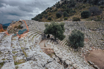 Kaunos (Carian: Kbid Lycian: Xbide Ancient Greek: Καῦνος; Latin: Caunus) ancient city was a city of ancient Caria and in Anatolia, a few kilometres west of the modern town of Dalyan. Amphitheatre area