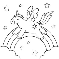 Unicorn coloring pages for kids.