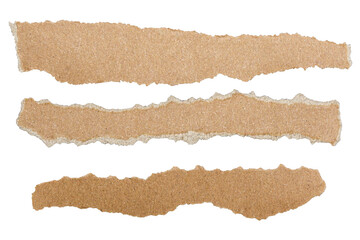 Textured Torn Brown Paper Edges Isolated on Transparent Background for Creative Design