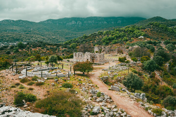 Kaunos (Carian: Kbid Lycian: Xbide Ancient Greek: Καῦνος; Latin: Caunus) ancient city was a city of ancient Caria and in Anatolia, a few kilometres west of the modern town of Dalyan. Amphitheatre area