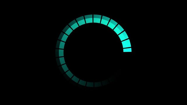 Blue light circle digital tech cyberspace interface loader with rotation speedtest animation on black background