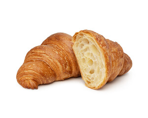 cut croissant on a white isolated background