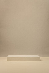 Velvet beige podium on a beige background