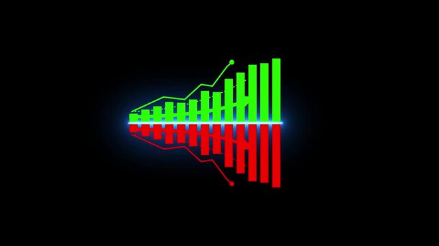 Animation of up and down business graph icon. business or finance loss concept icon diagrams showing a steady increase in profits. future target suitable for business development direction