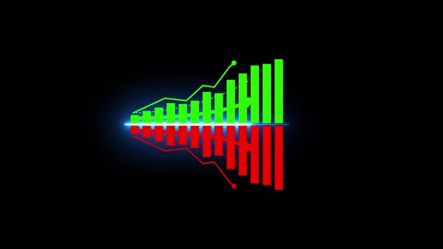 Animation of up and down business graph icon. business or finance loss concept icon diagrams showing a steady increase in profits. future target suitable for business development direction