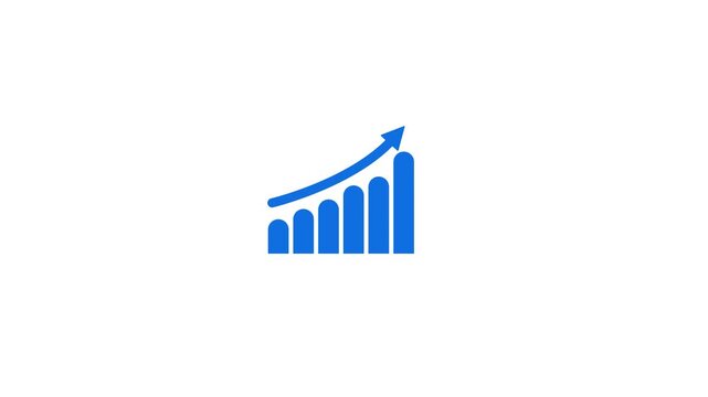 Animation of up and down business graph icon. business or finance loss concept icon diagrams showing a steady increase in profits. future target suitable for business development direction