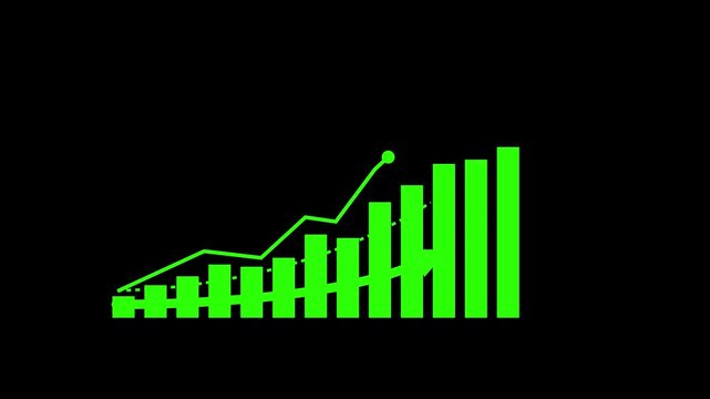 Animation of up and down business graph icon. business or finance loss concept icon diagrams showing a steady increase in profits. future target suitable for business development direction
