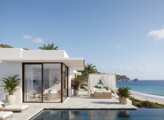 Luxury Coastal Villa with Infinity Pool Overlooking Tropical Beach and Ocean Views