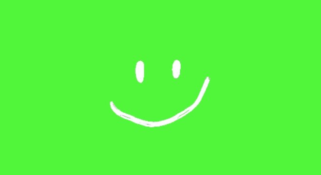Uplifting green screen animation with a charming smiley face icon