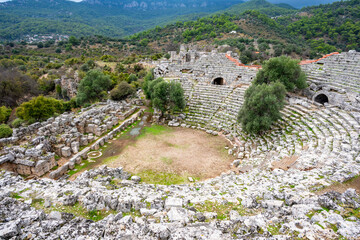 Kaunos (Carian: Kbid Lycian: Xbide Ancient Greek: Καῦνος; Latin: Caunus) ancient city was a city of ancient Caria and in Anatolia, a few kilometres west of the modern town of Dalyan. Amphitheatre area