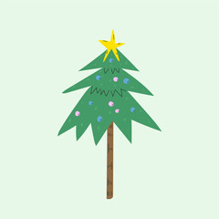 Christmas сartoon tree, vector