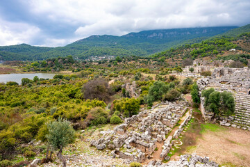 Kaunos (Carian: Kbid Lycian: Xbide Ancient Greek: Καῦνος; Latin: Caunus) ancient city was a city of ancient Caria and in Anatolia, a few kilometres west of the modern town of Dalyan. Amphitheatre area