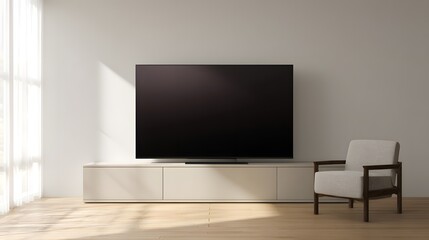 Modern Living Room Design Featuring Smart TV Mockup Cozy Contemporary Interior Scene