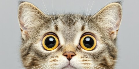 Stunning Close-Up of a Captivating Ocicat with Expressive Features Against a Soft Gray Background