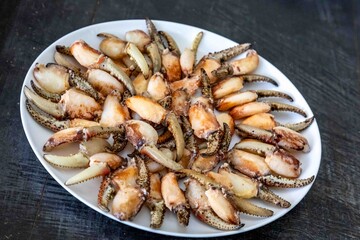 Appetizing Plate of Freshly Cooked Crab Claws