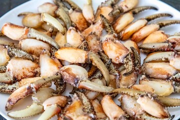 Appetizing Plate of Freshly Cooked Crab Claws