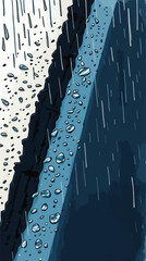 Abstract rainy day view on wet blue surface
