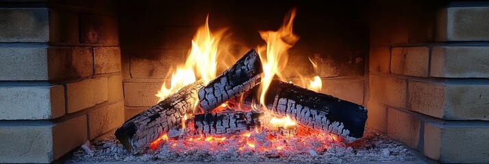 Warm Fireplace Glow Creating a Cozy Atmosphere for Relaxation on a Cold Winter Evening