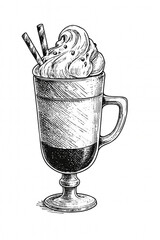 Indulge in this delicious creamy dessert drink with sweet wafer sticks, perfect for coffee shops and dessert menus