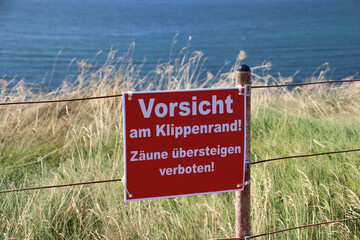Warnschild auf Helgoland