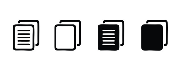 document, copy, duplicate, icon, set, page, paper, file, information, data, symbol, graphic, design, element, outline, filled, black, white, contrast, multiple, stack, sheet, text, template, business,