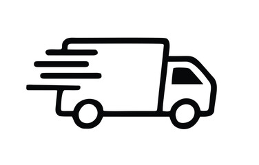 delivery truck, truck, van, transport, logistics, shipping, delivery, fast, speed, motion, icon, graphic, illustration, design, symbol, isolated, white background, vehicle, commerce, business, service