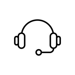 Outline headset microphone voice chat line art icon
