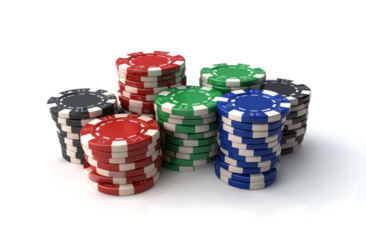 stacks of casino chips on a transparent background