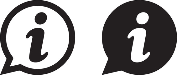 information icon speech bubble outlined and filled vector set