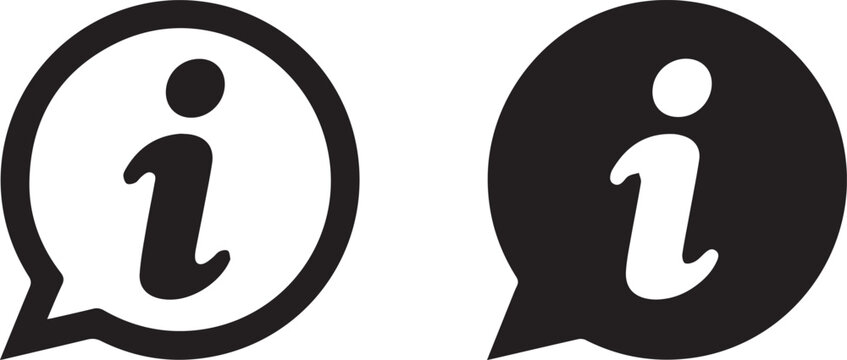 information icon speech bubble outlined and filled vector set