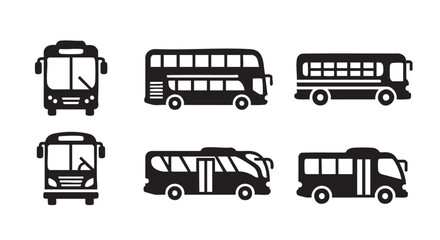 Vector illustration of different bus types depicting public transport icons