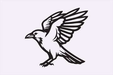 Line art crow bird design art
