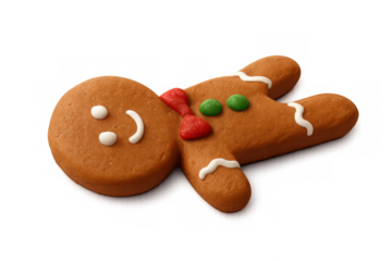 Gingerbread man cookie decorating with icing and candy for christmas holiday treat on transparent background