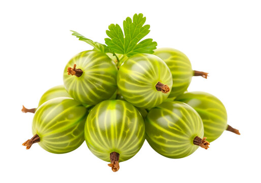 Pile of fresh green gooseberries isolated on transparent background, closeup view - Powered by Adobe