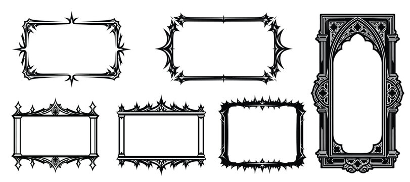 Collection of ornate vintage and gothic style decorative frames and borders for design elements