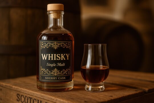 Bottle and glass of whisky